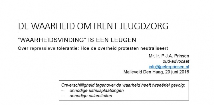 DE WAARHEID OMTRENT JEUGDZORG